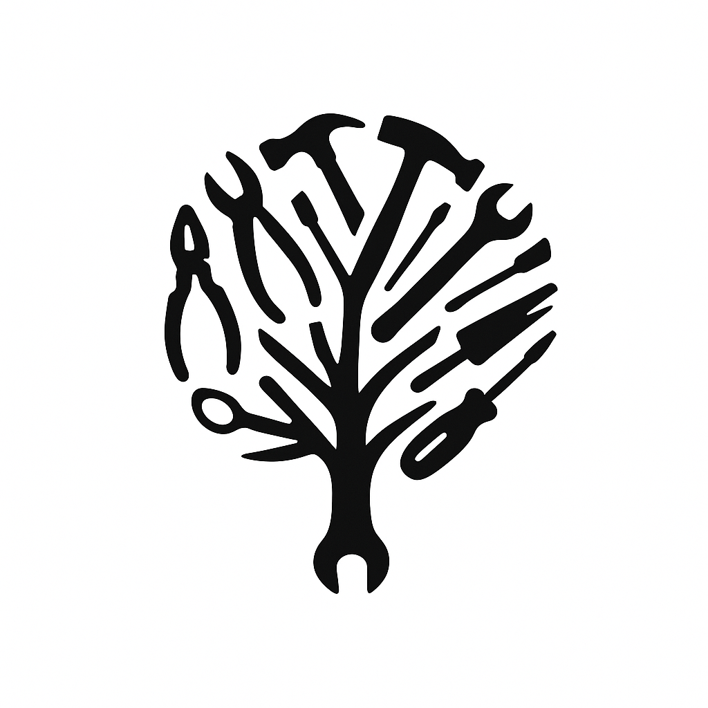 Logo Nogueira's Handyman - Ferramentas formando uma árvore